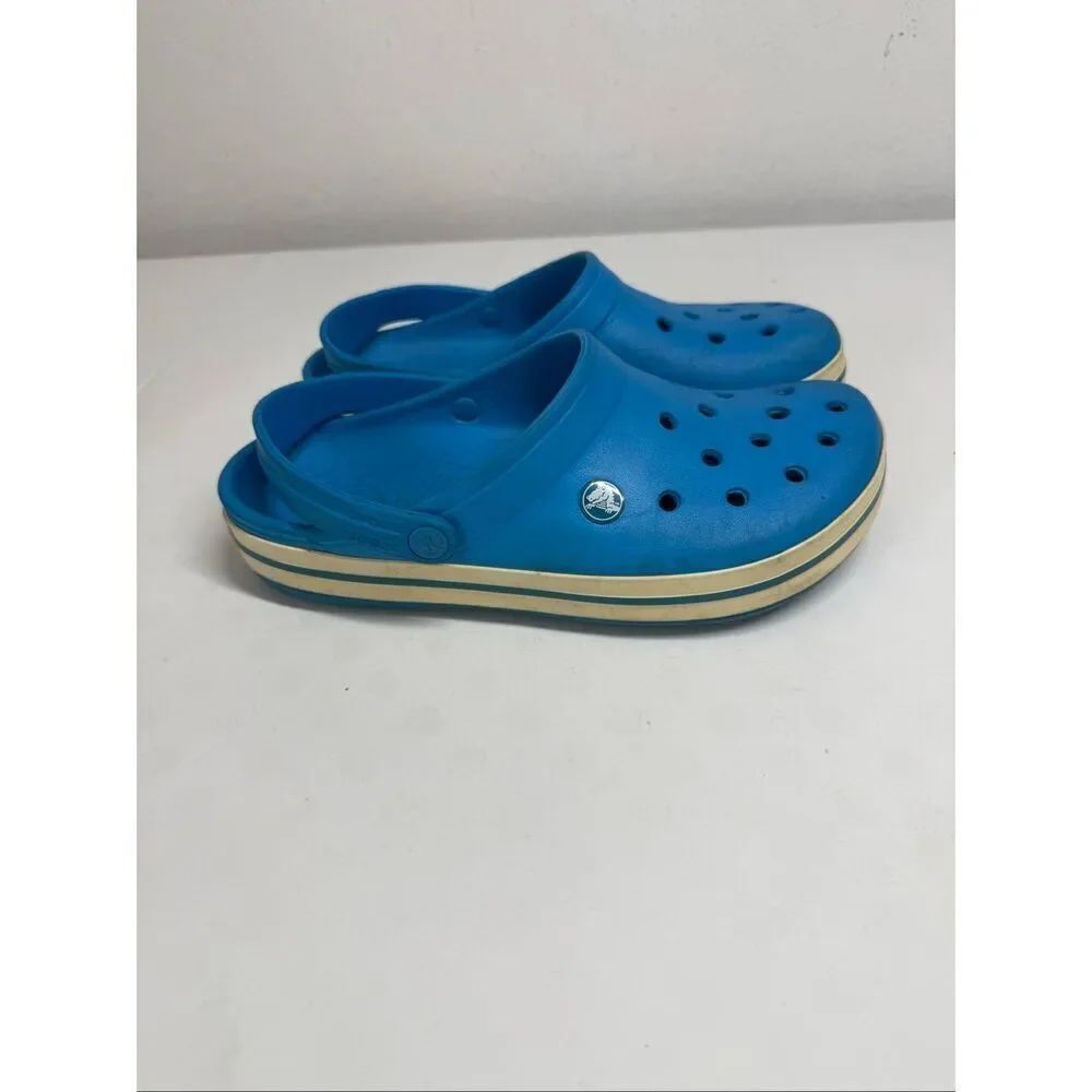Crocs Women’s Sz 10/ 8 Men’s Crocband Midsole Stripe Classic Clog Rubber Blue